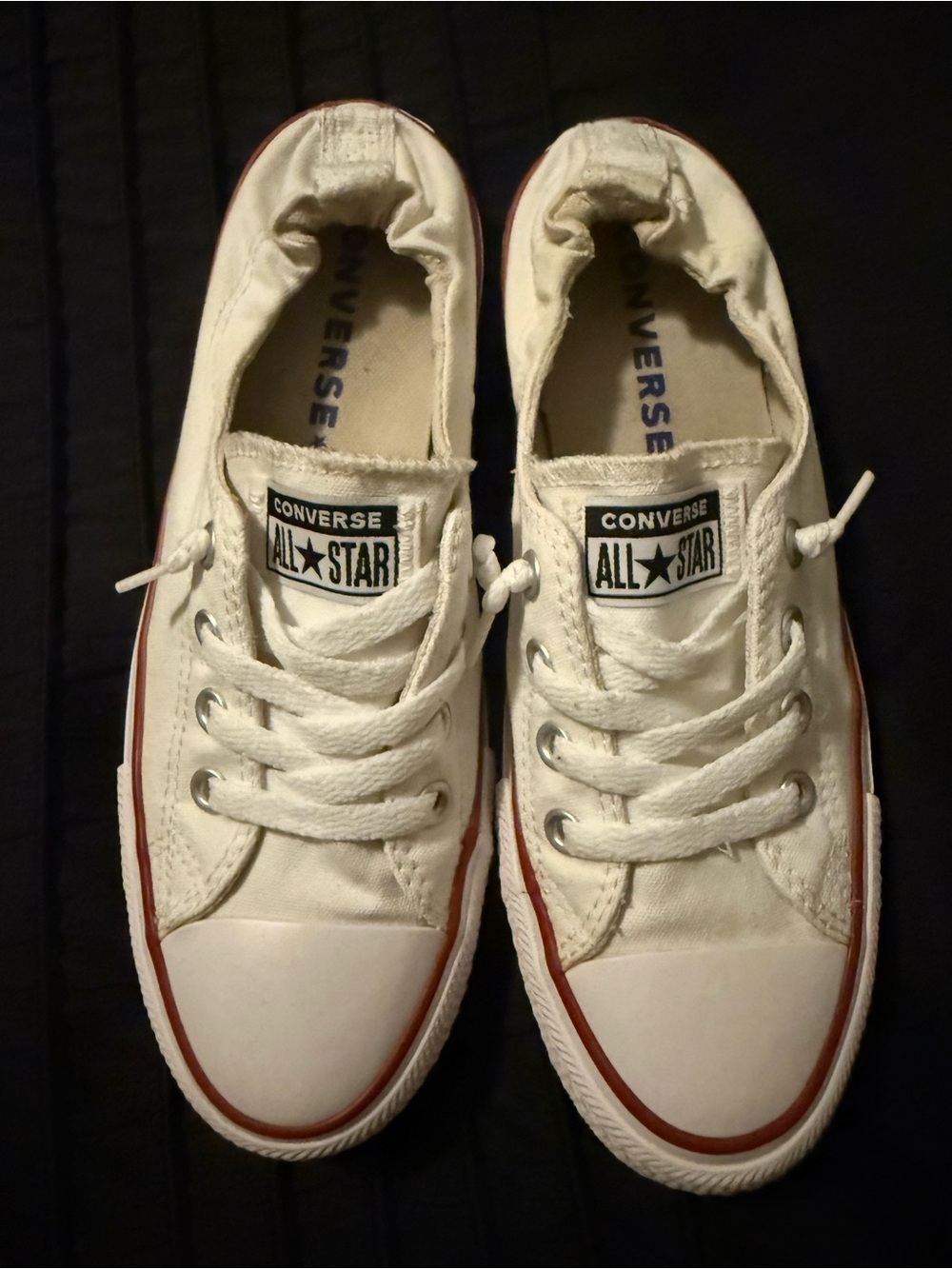Converse White Low-Top Sneakers with Red Trim